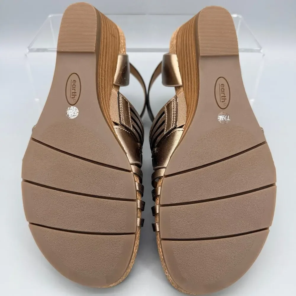 NEW earth Women’s Hattie Fisherman Wedge Sandals Pewter Size 7.5M